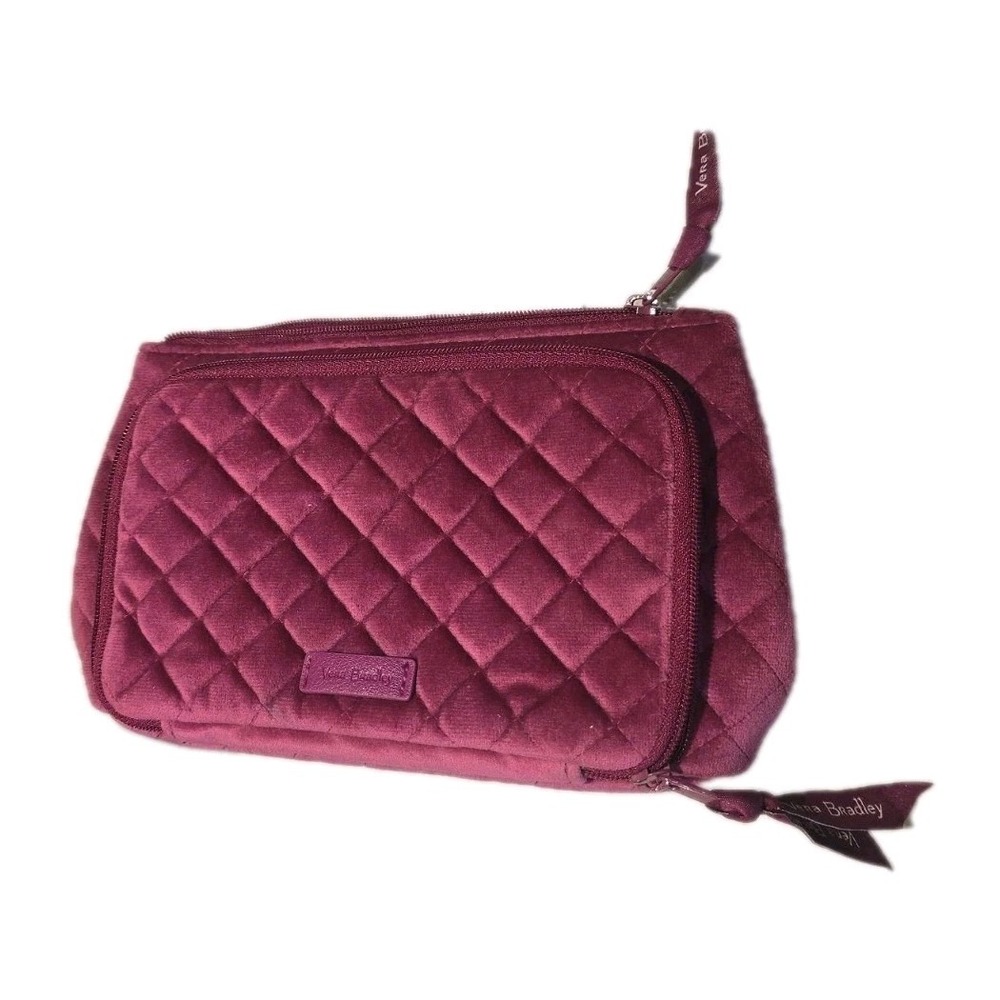 NWT Vera Bradley Majestic Magenta Plum Compact Purse Organizer Quilted Velour